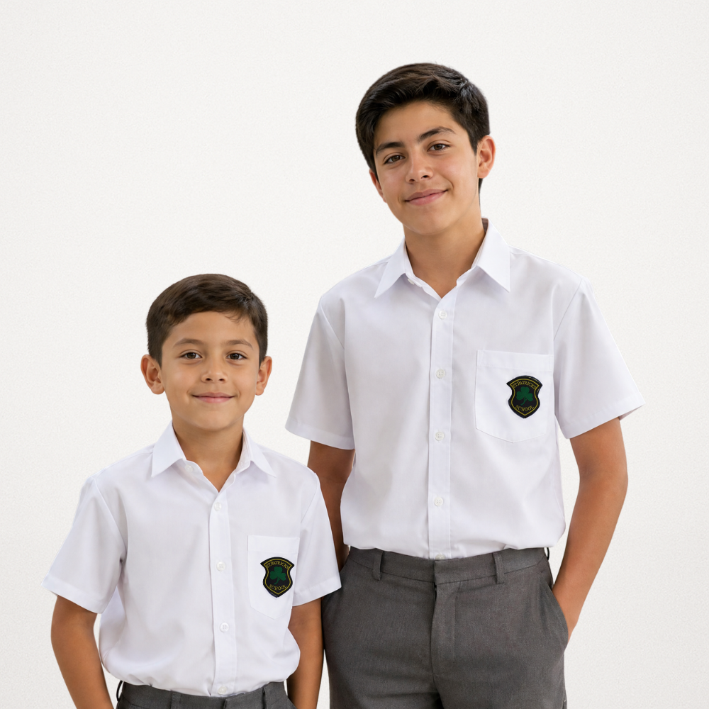 Camisa blanca manga corta niño - St. Patrick's School