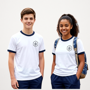 REMERA BLANCA CON ESCUDO - DULCISIMO NOMBRE DE JESÚS-SECUNDARIA