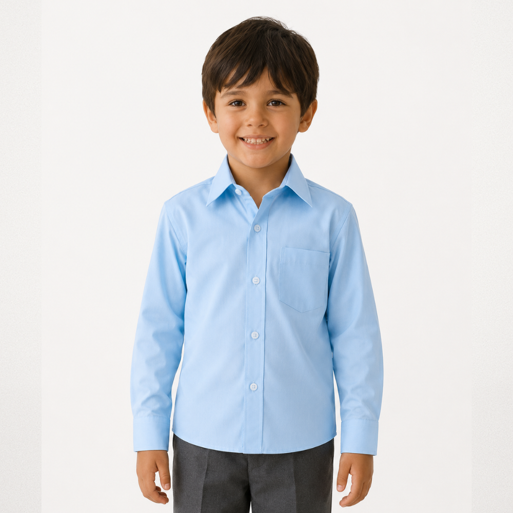 CAMISA ESCOLAR CELESTE M/ LARGA