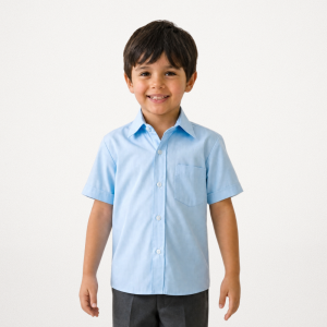 CAMISA ESCOLAR CELESTE M/ CORTA