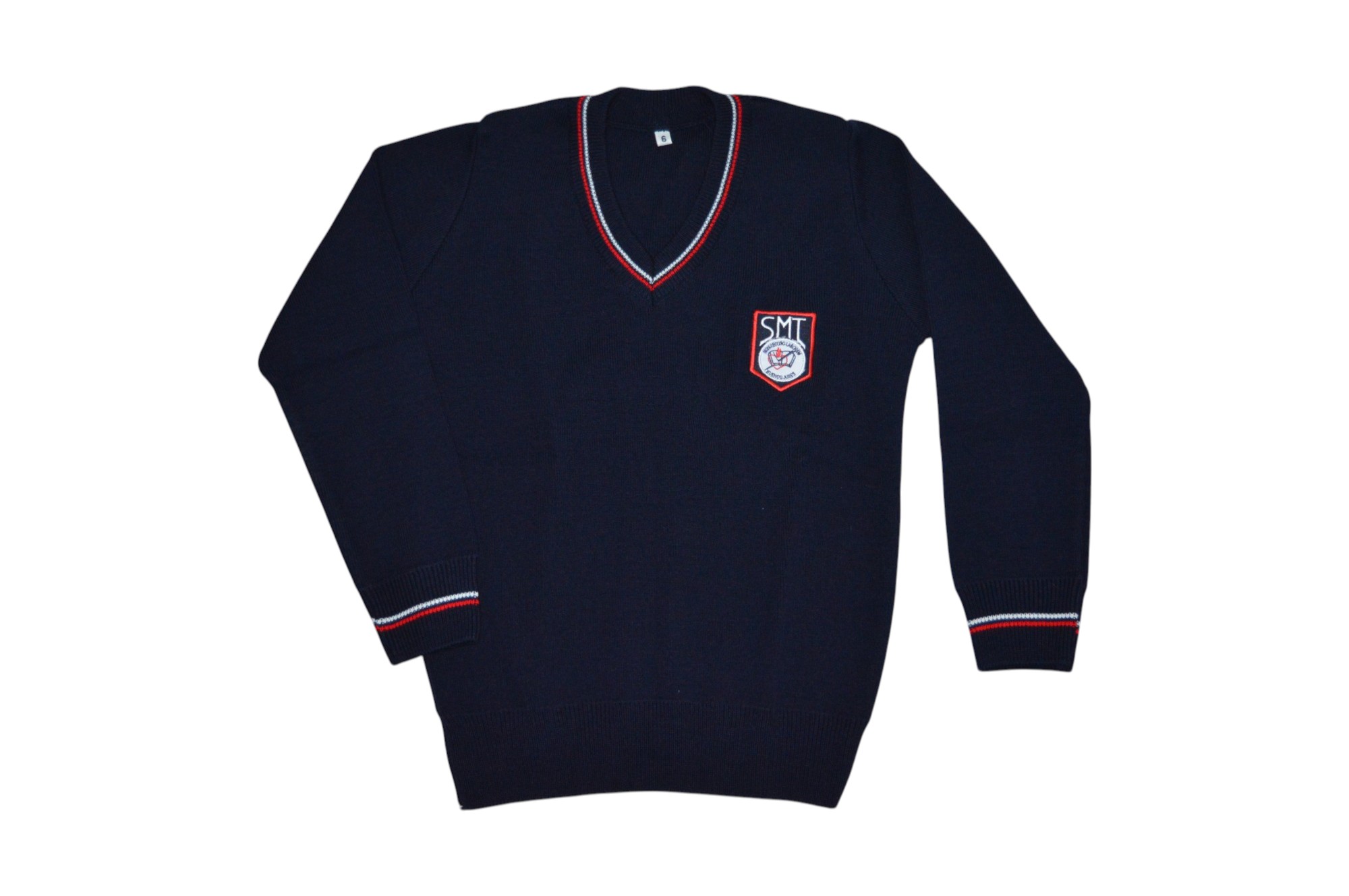 SWEATER AZUL ESCOTE EN V SMT CON VIVOS - Imagen 2