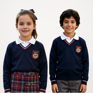 SWEATER AZUL ESCOTE EN V SMT CON VIVOS