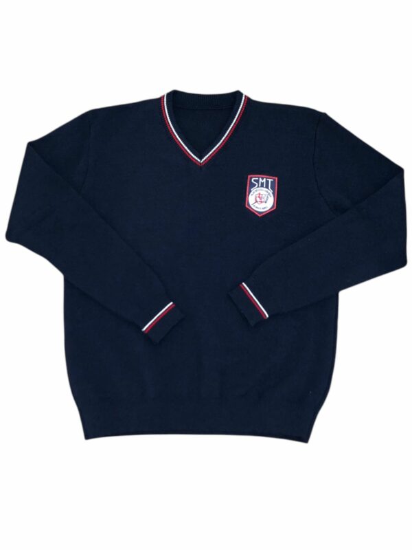 SWEATER AZUL ESCOTE EN V SMT CON VIVOS